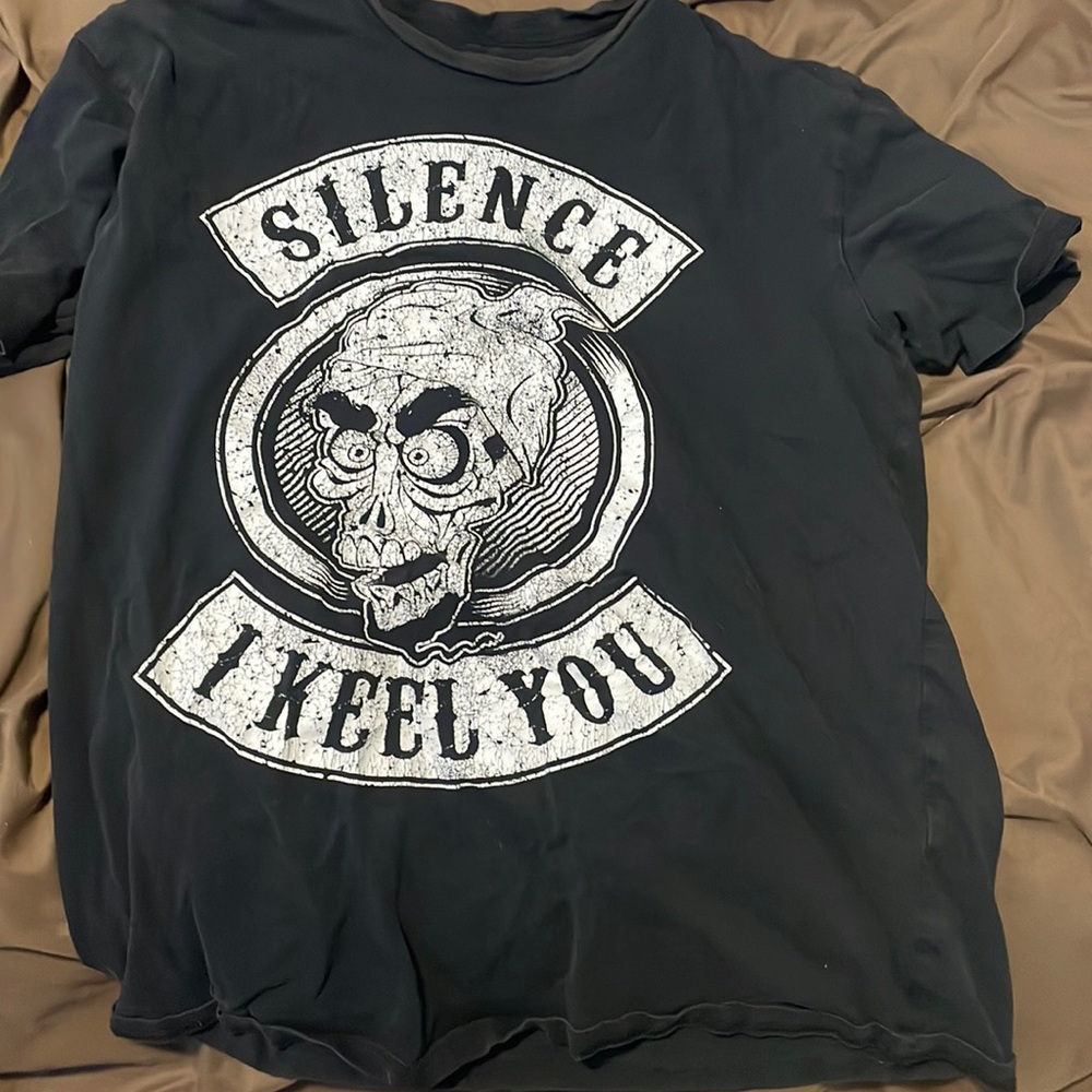 black graphic tee, size medium